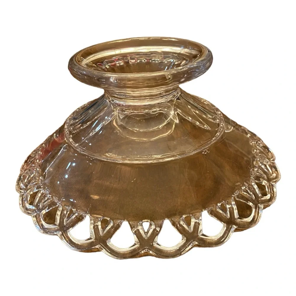Vintage Imperial Glass Clear Lace Edge Compote Bowl